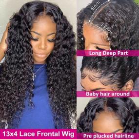 img 2 attached to Natural Deep Wave Lace Front Human Hair Wig With Pre-Plucked Hairline, 220% Density And Baby Hair - Glueless And Perfect For Black Women - 13X4, 26 Inch, Natural Color