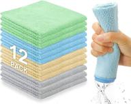 🧽 weawe microfiber cleaning cloth 12 pack - reusable lint free cloth, 12x12 inch, no fading logo