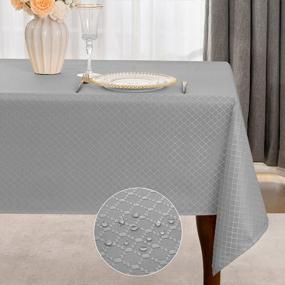 img 4 attached to Joybest Jacquard Rectangle Table Cloth Spill-Proof Wrinkle Resistant Tablecloths, Washable Polyester Fabric Heavy Weight Table Cover For Kitchen Dinning Outdoor Picnic Decoration, 52 X 70 Inch, Grey