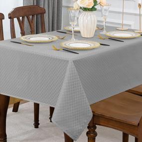 img 3 attached to Joybest Jacquard Rectangle Table Cloth Spill-Proof Wrinkle Resistant Tablecloths, Washable Polyester Fabric Heavy Weight Table Cover For Kitchen Dinning Outdoor Picnic Decoration, 52 X 70 Inch, Grey