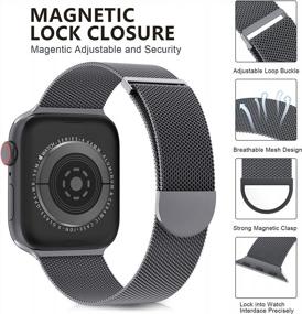 img 1 attached to Stainless Steel Mesh Loop Magnetic Clasp Replacement IWatch Band Compatible With Apple Watch Series Ultra SE 8 7 6 5 4 3 2 1, 38Mm-44Mm, Space Grey For Men And Women By OULUOQI