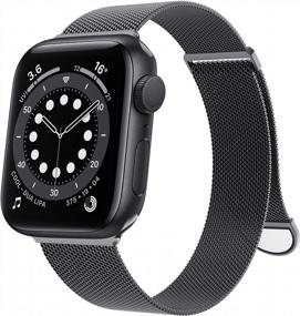 img 4 attached to Stainless Steel Mesh Loop Magnetic Clasp Replacement IWatch Band Compatible With Apple Watch Series Ultra SE 8 7 6 5 4 3 2 1, 38Mm-44Mm, Space Grey For Men And Women By OULUOQI