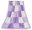 zoe purple minky dot patchwork blanket with lavender satin reverse side logo