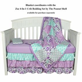 img 1 attached to Zoe Purple Minky Dot Patchwork Blanket With Lavender Satin Reverse Side
