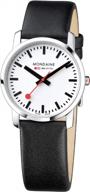 mondaine simply elegant a400.30351.11sbb mens and womens watch 36mm - official swiss railways wrist watch black leather strap 30m waterproof sapphire crystal logo