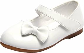 img 4 attached to WUIWUIYU Flower Girls Princess Casual Mary Janes Ballet Flats Cute Bow Back To School Uniform Dress Shoes