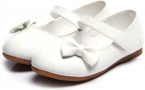 img 1 attached to WUIWUIYU Flower Girls Princess Casual Mary Janes Ballet Flats Cute Bow Back To School Uniform Dress Shoes