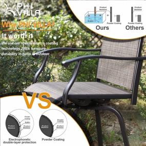img 3 attached to PHI VILLA Patio Swivel Bar Stools Set Of 2, Outdoor Bar Height Patio Stools & Bar Chairs With High Back And Armrest, All-Weather Textilene Patio Furniture For Deck Lawn Garden