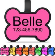 personalized pink bone shaped silicone dog tag with deep engraving for dogs and cats logo