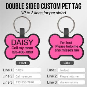 img 1 attached to Personalized Pink Bone Shaped Silicone Dog Tag With Deep Engraving For Dogs And Cats