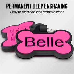 img 3 attached to Personalized Pink Bone Shaped Silicone Dog Tag With Deep Engraving For Dogs And Cats