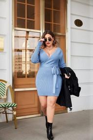 img 1 attached to Plus Size V Neck Sweater Dress For Women, IN'VOLAND Batwing Long Sleeve Knitted Bodycon With Belt