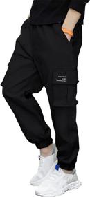 img 2 attached to SANGTREE Cargo Elastic Jogger Pockets Boys' Clothing ~ Pants
