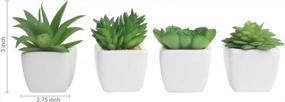 img 1 attached to Set Of 4 MyGift Artificial Succulent Plants In White Ceramic Pots | Modern Living Room Decor