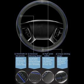 img 2 attached to 🚘 Black Blue Gomass Car Steering Wheel Cover - Anti-Slip, Safety, Soft, Breathable, Heavy Duty, Thick, Full Surround, Sports Style