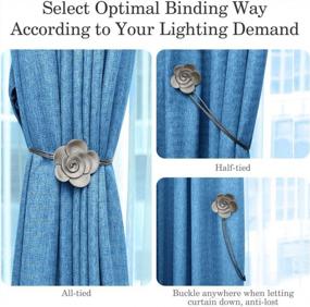 img 1 attached to Vintage Resin Flower Magnetic Curtain Tie Back With Rope Drapery - Lewondr Decorative Buckle Holder For Home, Office, Cafe Balcony And Outdoor Use - Gray