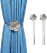 vintage resin flower magnetic curtain tie back with rope drapery - lewondr decorative buckle holder for home, office, cafe balcony and outdoor use - gray logo