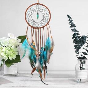 img 4 attached to AWAYTR Dream Catchers Wall Decor - Feather Dream Catcher Room And Bedroom Decoration Hanging Ornament For Home Decor Gift (Blue&Green)