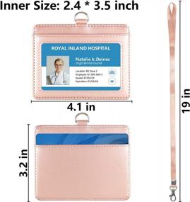 img 1 attached to Stylish And Practical Leather ID Badge Holder With Clear Window And Credit Card Slot – Includes Neck Lanyard In Rose Gold