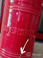 img 1 attached to Large Red Ceramic Utensil Crock Kitchen Jar Organizer Storage Caddy Silverware Holder Stove Top review by Allen Tchida