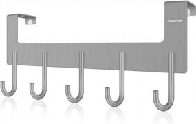 img 4 attached to ACMETOP Heavy Duty Aluminum Over The Door Hooks - 5 Hooks For Hanging Coats, Towels, Bags, Robes - Brushed Finish In Matte Grey - Convenient Over The Door Hanger Rack