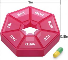 img 3 attached to 2 Pack Of 7-Day Pill Organizers, Portable Medicine Cases In 8 Colors For Vitamins, Fish Oil, Pills, And Supplements - Arthritis-Friendly With New Edition (Red)