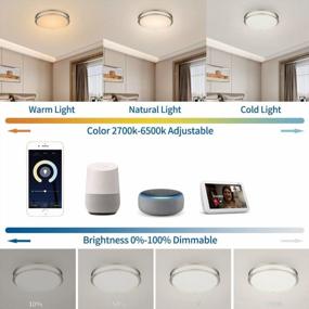 img 3 attached to 13IN LED Smart WiFi Ceiling Light Compatible With Alexa & Google, CCT Selectable & Dimmable For Hallway Kitchen Living Room