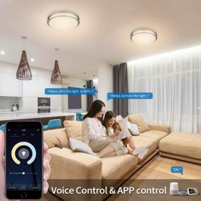 img 2 attached to 13-дюймовый светодиодный потолочный светильник Smart WiFi, совместимый с Alexa и Google, CCT с возможностью выбора и затемнения для прихожей, кухни, гостиной