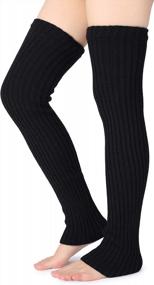 img 4 attached to Women'S Winter Over Knee High Footless Socks Knit Warm Long Leg Warmers By Pareberry
