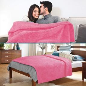 img 1 attached to 50X60 Pink Hot Sherpa Throw Blanket - Soft Fluffy Fleece For Couch Sofa | PAVILIA Plush Shaggy Microfiber Blanket, Cozy & Warm.