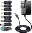 24v soulbay power supply adapter with 8 tips, etl listed, 100-240v ac to 24v dc transformer 5ft cord logo