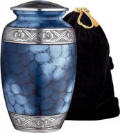 premium funeral and memorial cremation urns for human ashes up to 200 lbs - fedmax urns for male or female adults with velvet bag in blue logo