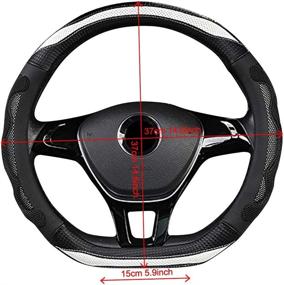 img 1 attached to BuilLLin D Cut Steering Wheel Cover - D Shaped Flat Bottom Microfiber Leather Anti-Skid Breathable Fit 14