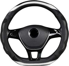 img 2 attached to BuilLLin D Cut Steering Wheel Cover - D Shaped Flat Bottom Microfiber Leather Anti-Skid Breathable Fit 14