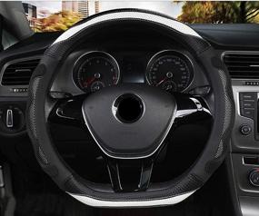 img 3 attached to BuilLLin D Cut Steering Wheel Cover - D Shaped Flat Bottom Microfiber Leather Anti-Skid Breathable Fit 14