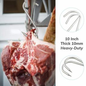 img 3 attached to 3 Pack 10 Inch Heavy Duty Stainless Steel Meat Hooks For BBQ Grill Cooking & Smoker Poultry Hanging - ZUZZEE