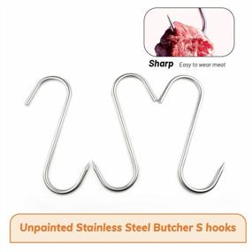 img 2 attached to 3 Pack 10 Inch Heavy Duty Stainless Steel Meat Hooks For BBQ Grill Cooking & Smoker Poultry Hanging - ZUZZEE