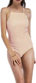 img 4 attached to Sexy Macolily Women'S High Neck One Piece Monokini - Bandage Cross Back!