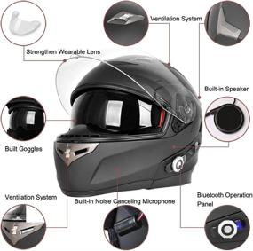 img 3 attached to 🏍️ FreedConn BM2-S Motorcycle Bluetooth Helmet: Smart Flip-up Modular Helmet with DOT Certification, FM Radio, Matte Black XL