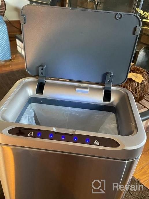 img 1 attached to ELPHECO Automatic Trash Can: Motion Sensor, Removable Inner Bucket, And Stylish Wooden Legs In A Compact 2.5 Gallon Stainless Steel Design - Perfect For Bathrooms And Small Spaces review by Turbo Jiles