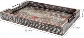 img 1 attached to Large 20X14 Torched Wood Serving Tray With Handles - Perfect For Breakfast, Coffee & Ottoman Trays!