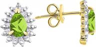 14k yellow gold earrings with gemstone & genuine diamonds - pear tear drop shape 6x4mm birthstone stud earrings for women jewelry logo