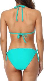 img 3 attached to Get Beach-Ready With Beautyin Women'S Triangle Bikini Swimsuit - Trendy Two-Piece Halter Bathing Suits