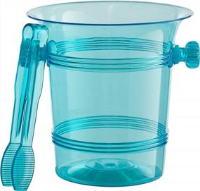 img 3 attached to Turquoise 1.5 Quart Hard Plastic Ice Bucket Set With Tongs - Pack Of 6, Exquisite Quality