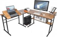 современный l-образный компьютерный стол письменный стол для дома и офиса | рабочая станция для ноутбука и игровой компьютерный стол (под дерево) логотип