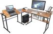 modern l-shaped computer desk writing table for home and office | pc laptop workstation & gaming computer desk (wood grain) logo