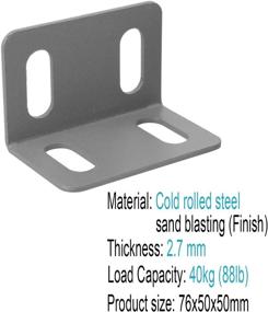 img 3 attached to 10 Pack Heavy-Duty Corner Braces - Adjustable L Shape Right Angle Brackets With 176 Lb Capacity - Cold Rolled Steel, 4 Mounting Holes, 2.7 Mm Thickness, 3"×2"×2"(Gray)