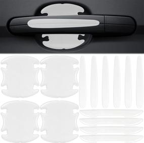 img 4 attached to 🚘 Ultimate Car Door Handle Cup Scratch Protector Kit - 14Pcs Carbon Fiber Sticker Films for All Car Models
