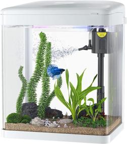 img 4 attached to 🐠 Betta Fish Tank: 2 Gallon Glass Aquarium with Filter and Light - Ideal for Betta Fish, Shrimp, Goldfish - Desktop Small Fish Tank (White)