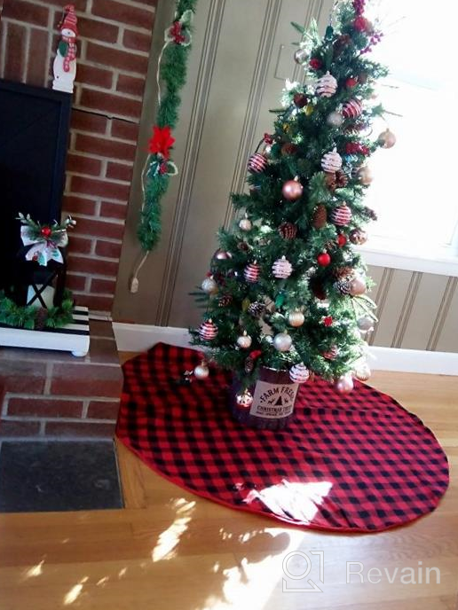 img 1 attached to Make Your Christmas Merry With AOGU'S 48 Inch Buffalo Plaid Snowflake Tree Skirt Decoration! review by Preston Molden